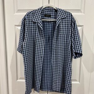 Bugatchi Navy and Black Plaid Casual Shirt